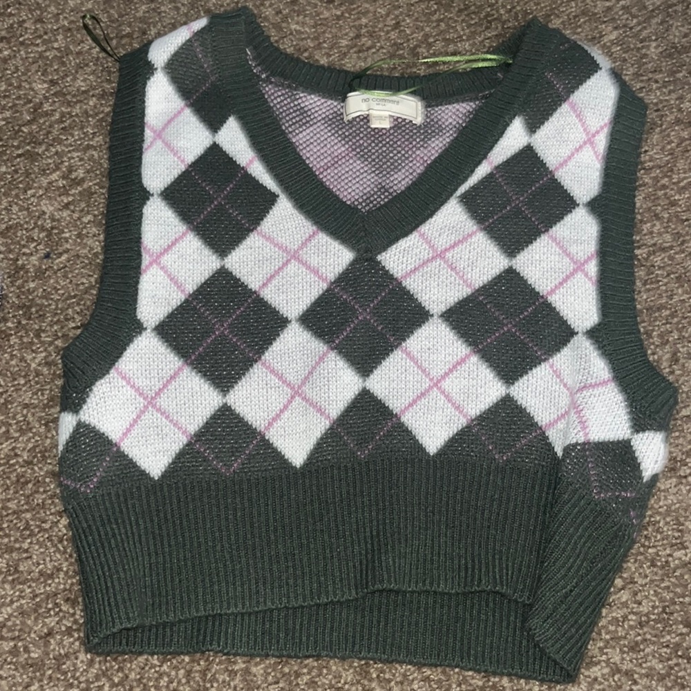 green plad sweater/vest